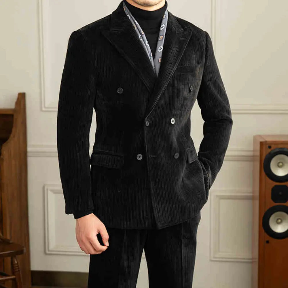 Tailored Mens Double Breasted Suit – Solid Brown | Autumn Layers | Old Money Aesthetic