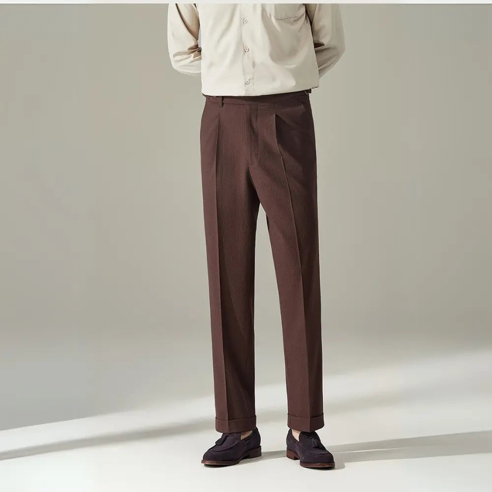 Straight Fit Light Business Mens Baggy Pants – Black, Navy Blue, Brown, Apricot, White | Old Money Menswear Prendersons