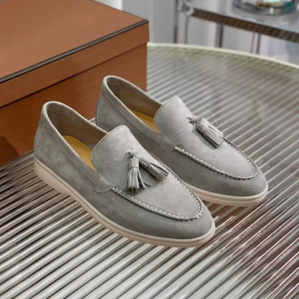 Slim Fit Suede Tassel Loafers – Brown | Casual Chic | Vintage-Inspired Elegance