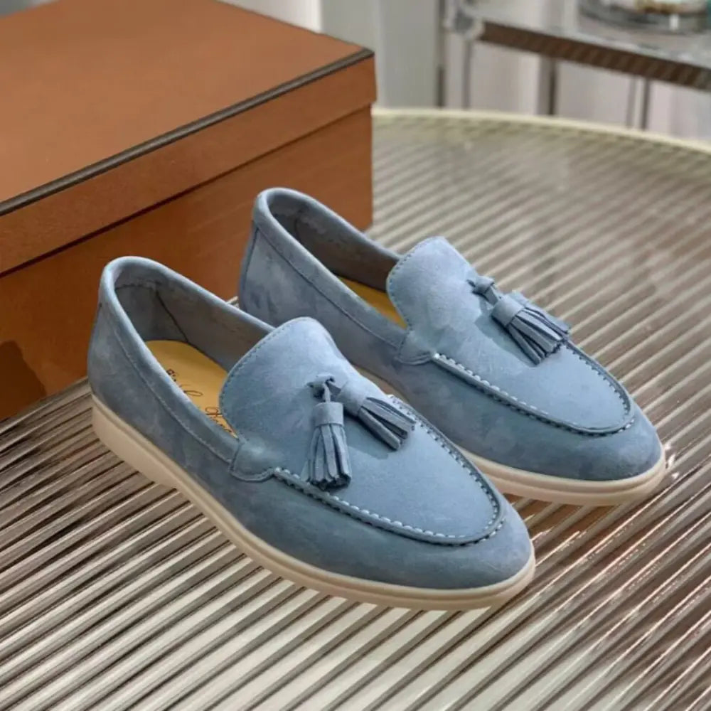 Slim Fit Suede Tassel Loafers – Brown | Casual Chic | Vintage-Inspired Elegance