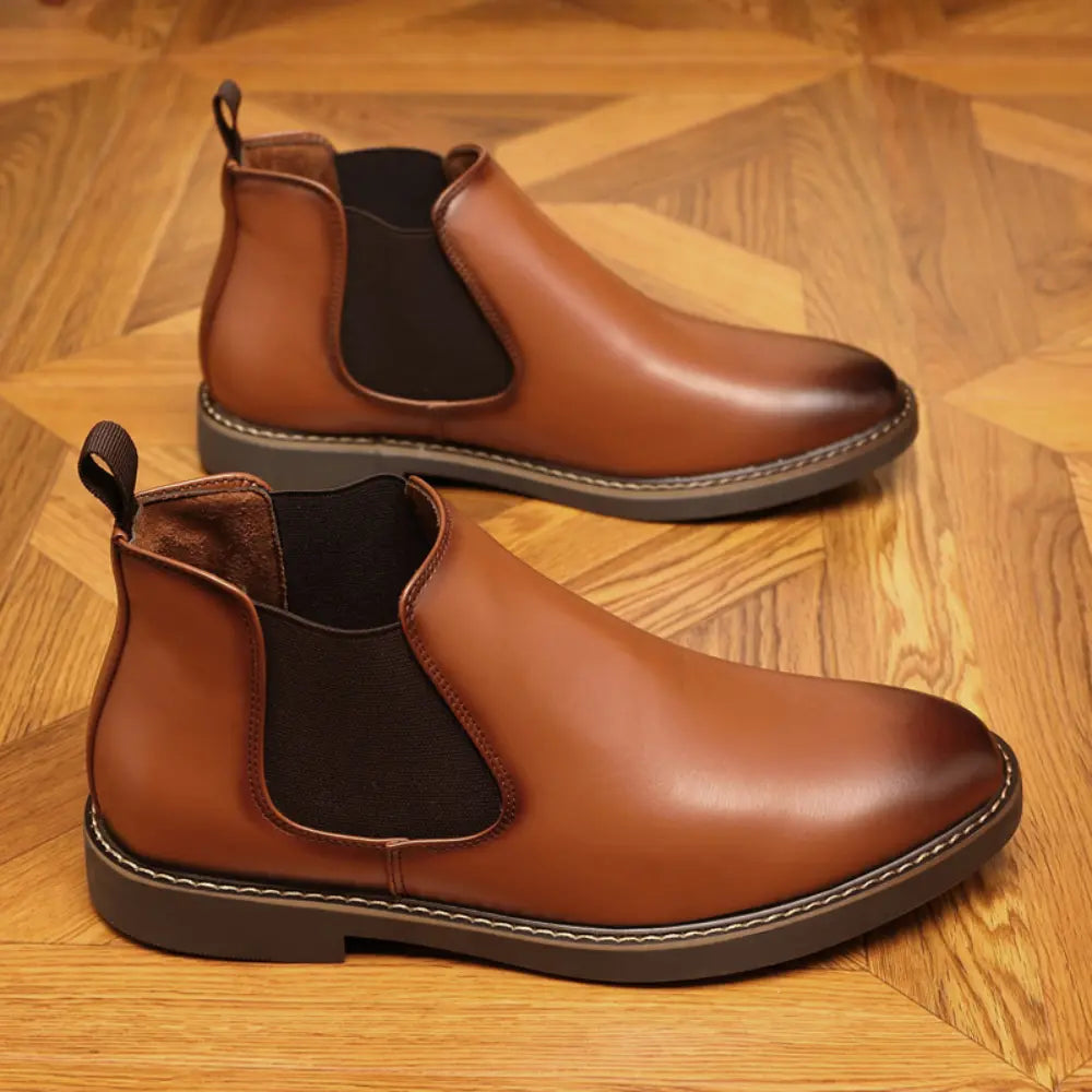 Slim Fit Men's Leather Boots – Black or Brown | Business Formal | Old Money Footwear