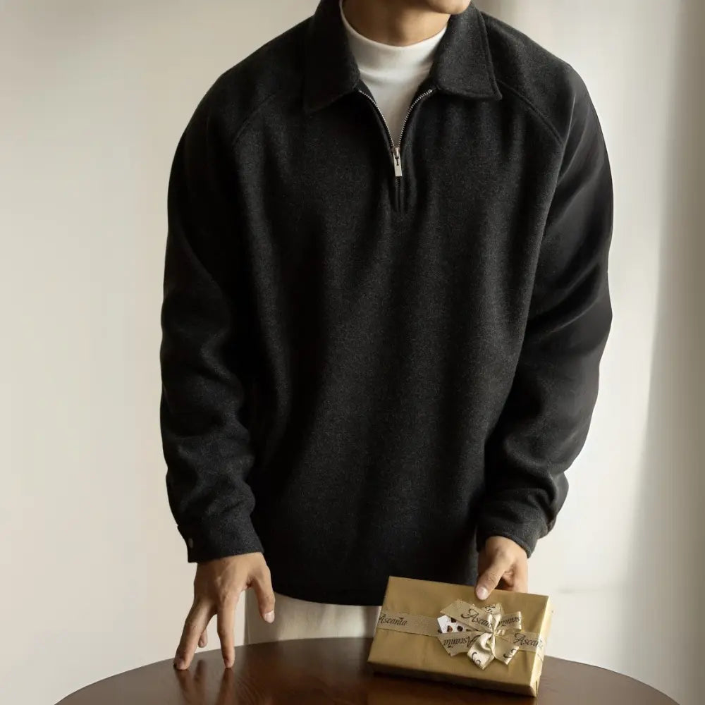 Loose Fit Half Zip Sweater – Carbon Grey | Spring Casual | Relaxed Menswear