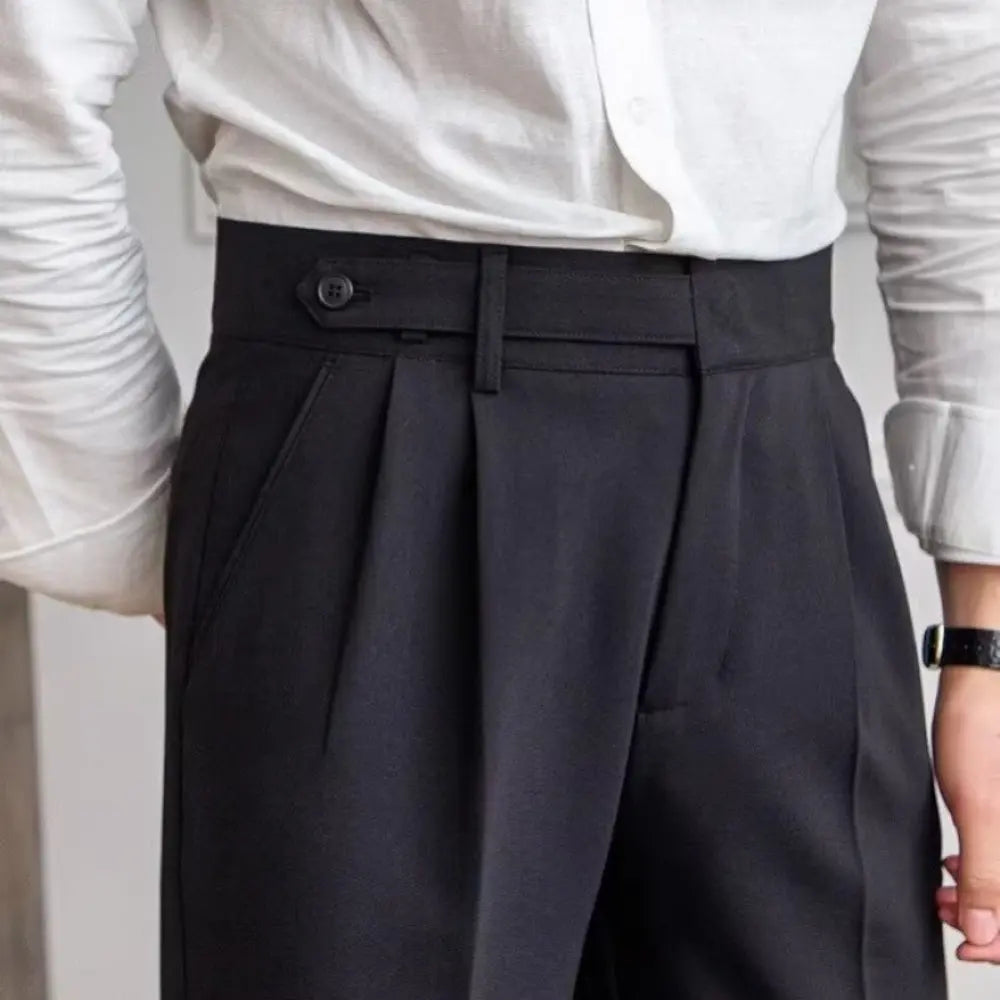 Harem Cropped Draping Slim Fit Skinny Men's Casual Pants Black | Old Money Menswear Prendersons