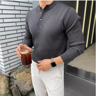 Tailored Men's Henry Collar Shirt – Black | Casual Refined | Old Money Menswear Prendersons