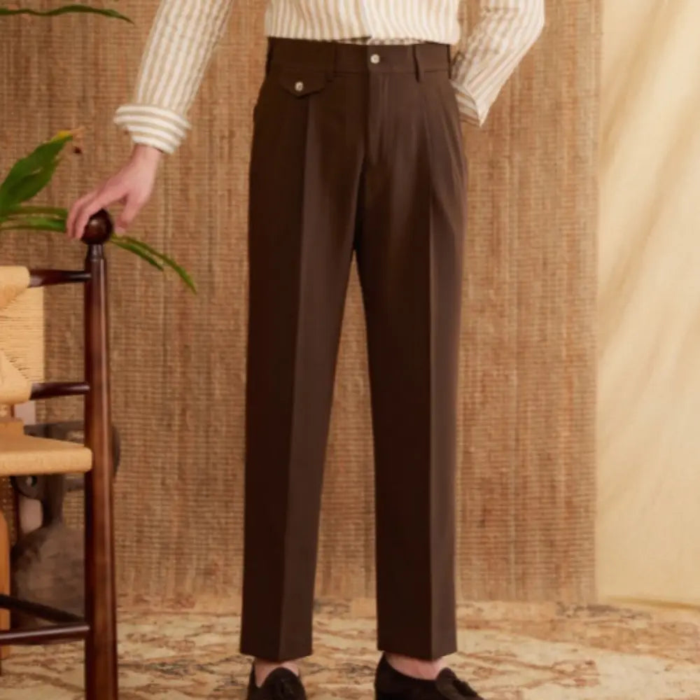 Straight Leg High Waist Pants – Classic Black | Banquet Elegance | Old Money Menswear
