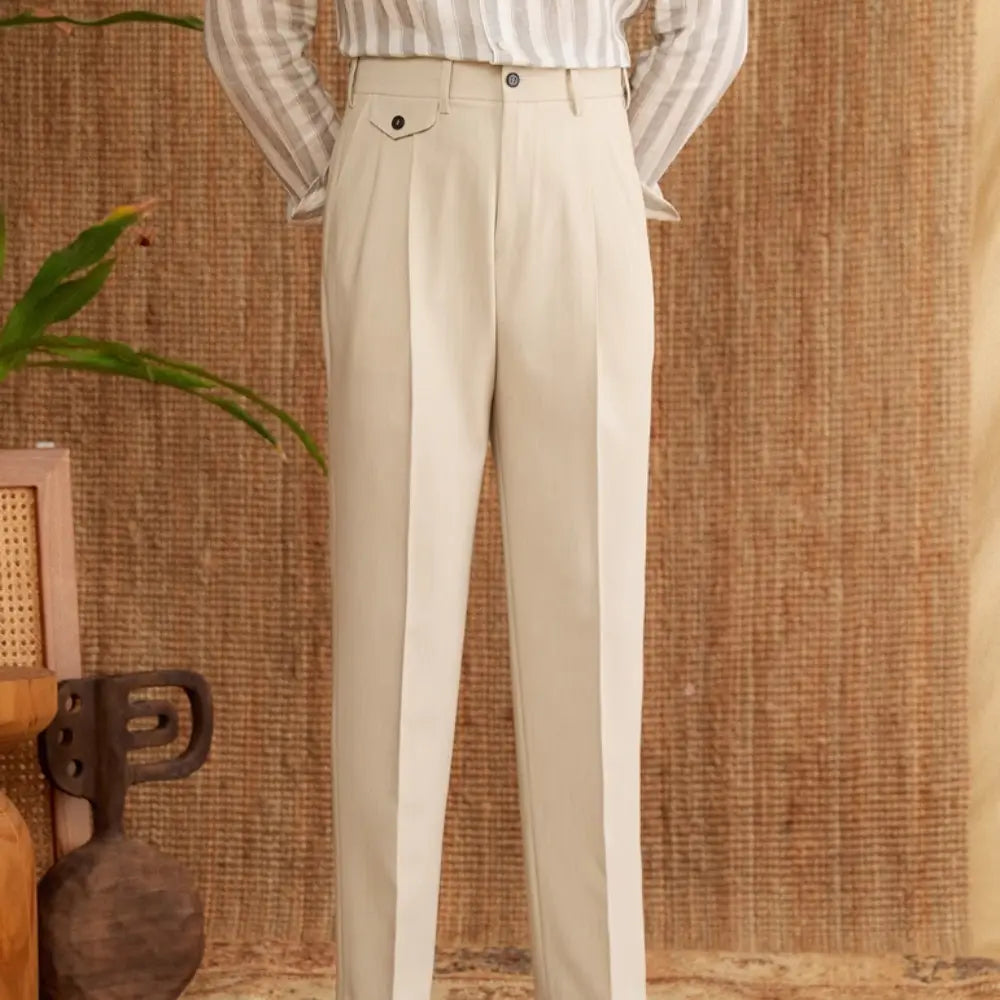 Straight Leg High Waist Pants – Classic Black | Banquet Elegance | Old Money Menswear