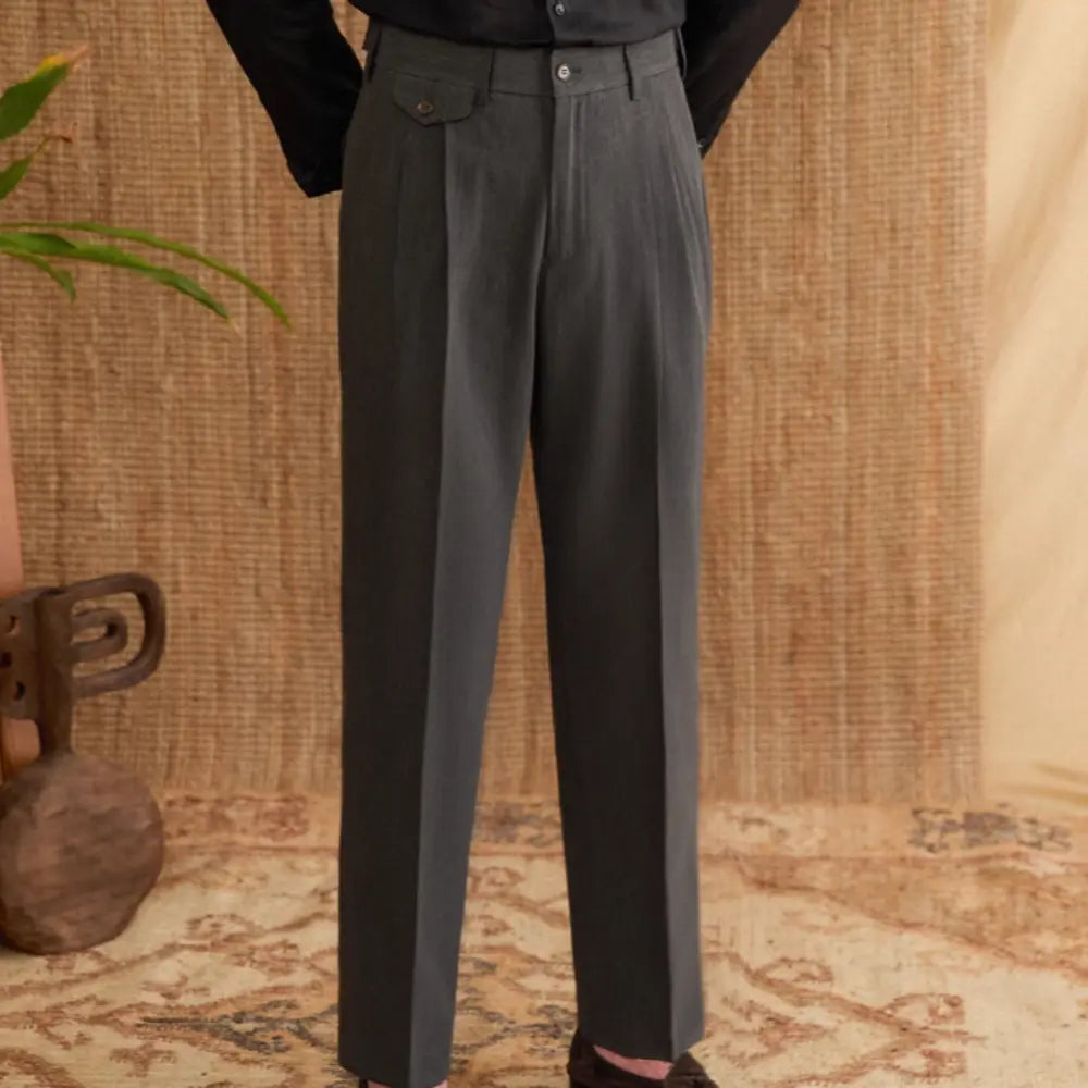Straight Leg High Waist Pants – Classic Black | Banquet Elegance | Old Money Menswear
