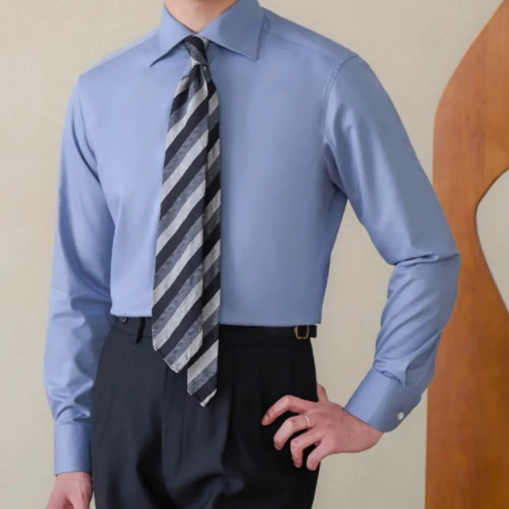 Italian Windsor Collar Long Sleeves Iron Free shirt – Light Blue, White, Fog Blue | Business Casual