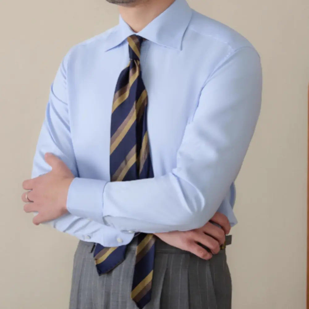 Italian Windsor Collar Long Sleeves Iron Free shirt – Light Blue, White, Fog Blue | Business Casual