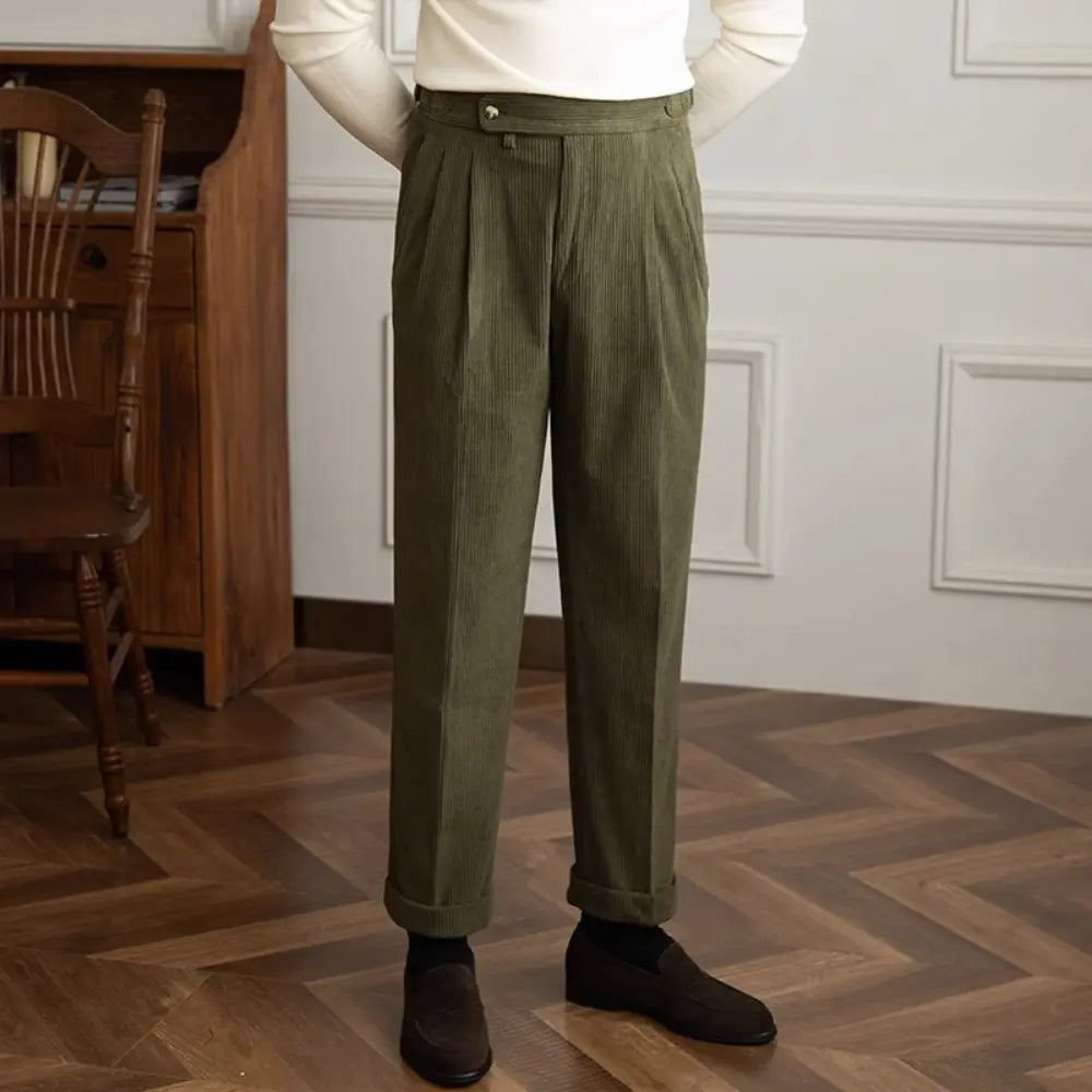 Straight Fit Corduroy Pants – Green | Leisure Staple | Retro Aesthetic