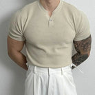 Men's Henry Collar Slim Fit Knitted T-shirt –  Leisure Style | Old Money Pullover Prendersons