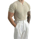 Men's Henry Collar Slim Fit Knitted T-shirt –  Leisure Style | Old Money Pullover Prendersons