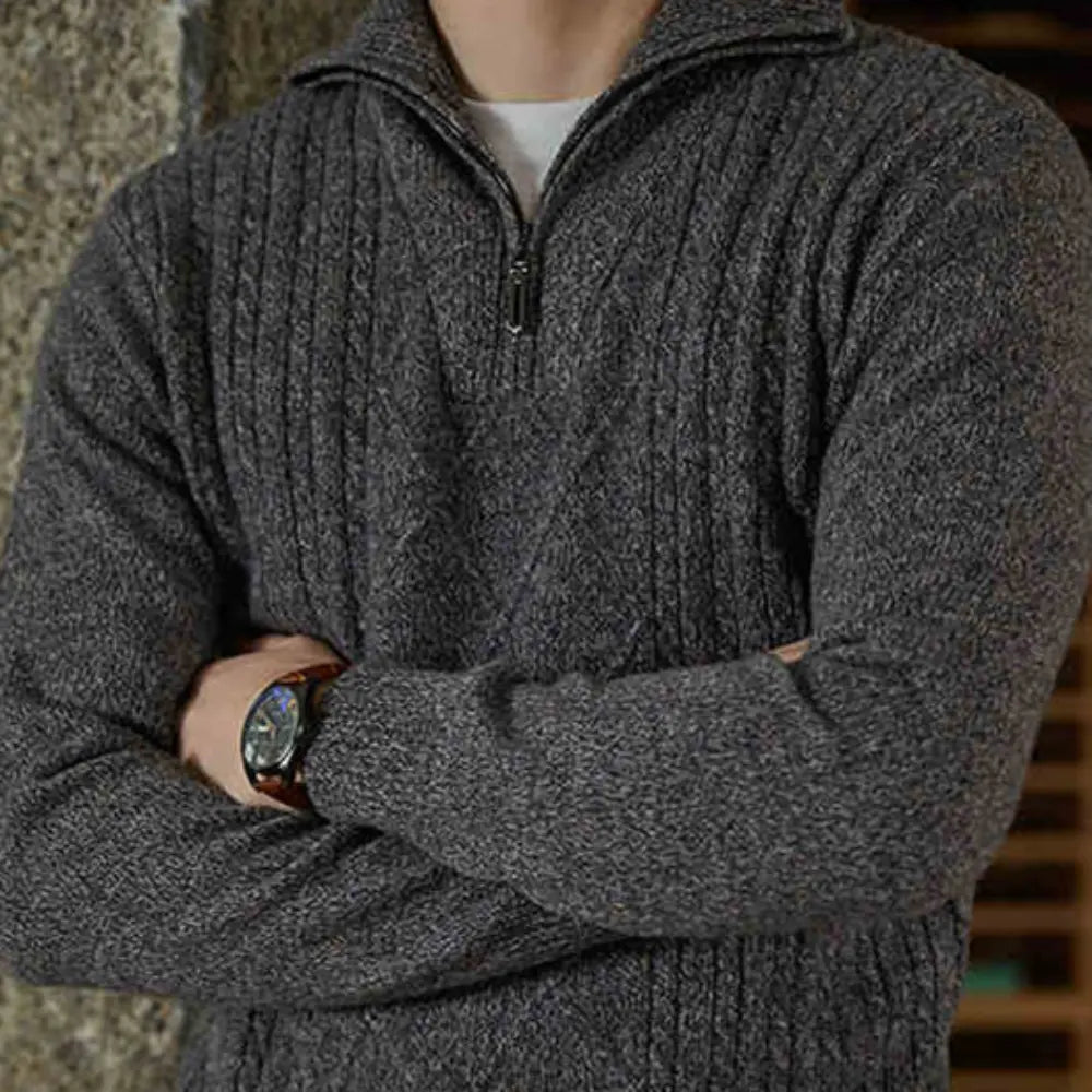 Regular Fit Warm Knitwear for Men – Black Grey | Weekend Casual | Pure Wool Elegance