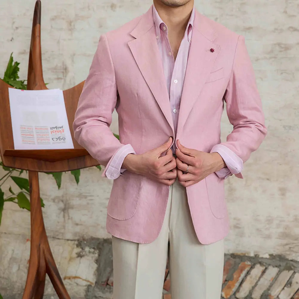 Lightweight Semi-lined Casual Linen Suit Jacket  – Pure Natural | Summer Casual | Old Money Menswear