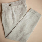 Slim Fit American Style Linen Trousers - Creamy-White, Khaki, Navy Blue | Plus Size | Retro Ankle-Banded Design Prendersons
