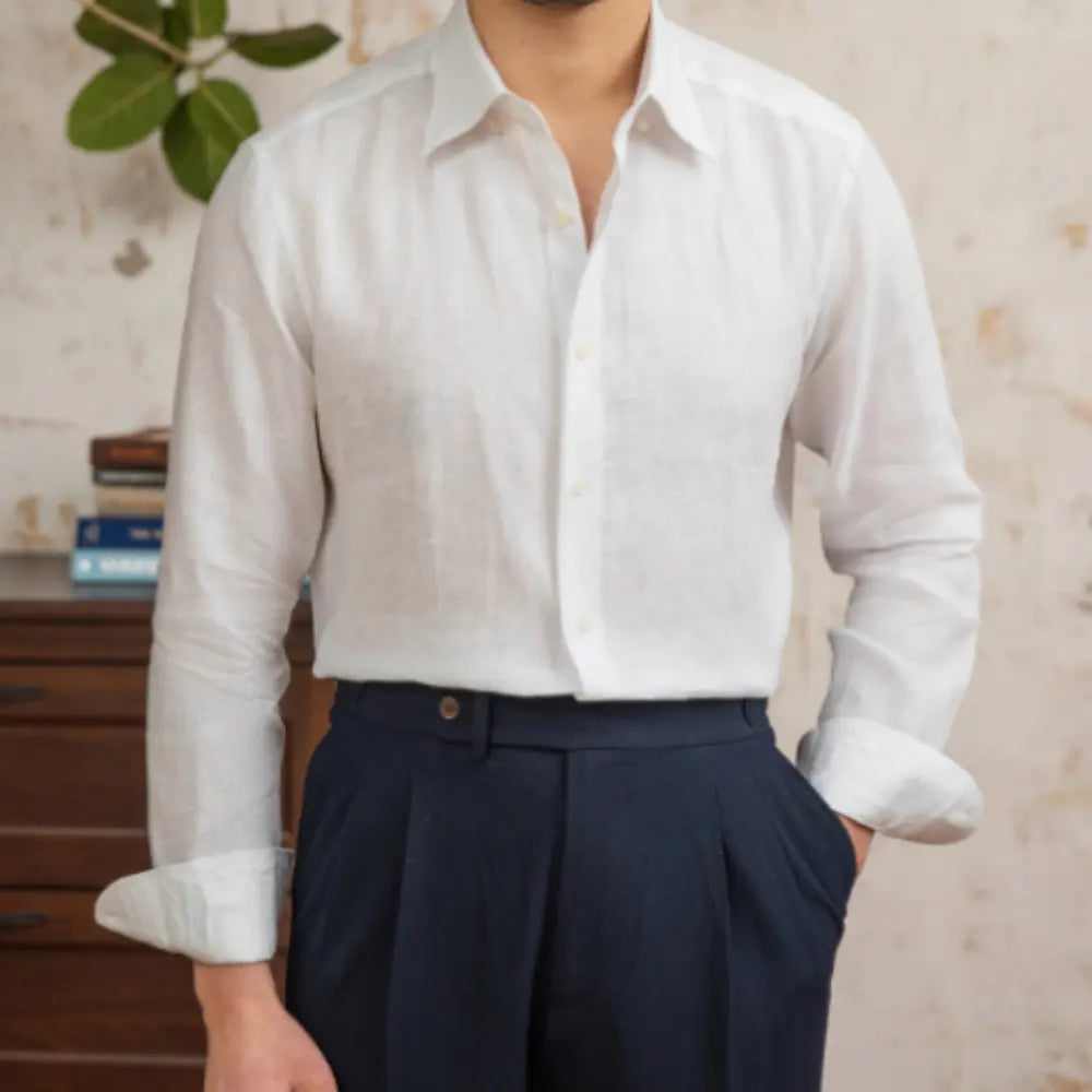 Relaxed Fit Long Sleeve Linen Men's Shirts – Blue & Earth Tones | Spring Staple