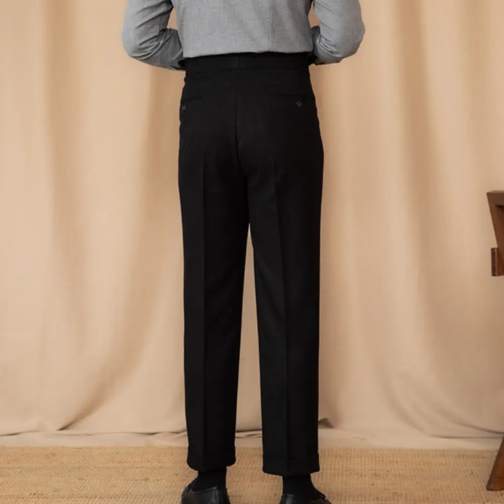 Adjustable Fit High Waisted Trousers Men – Dark Grey | Casual Suit Look | Old Money Tailoring