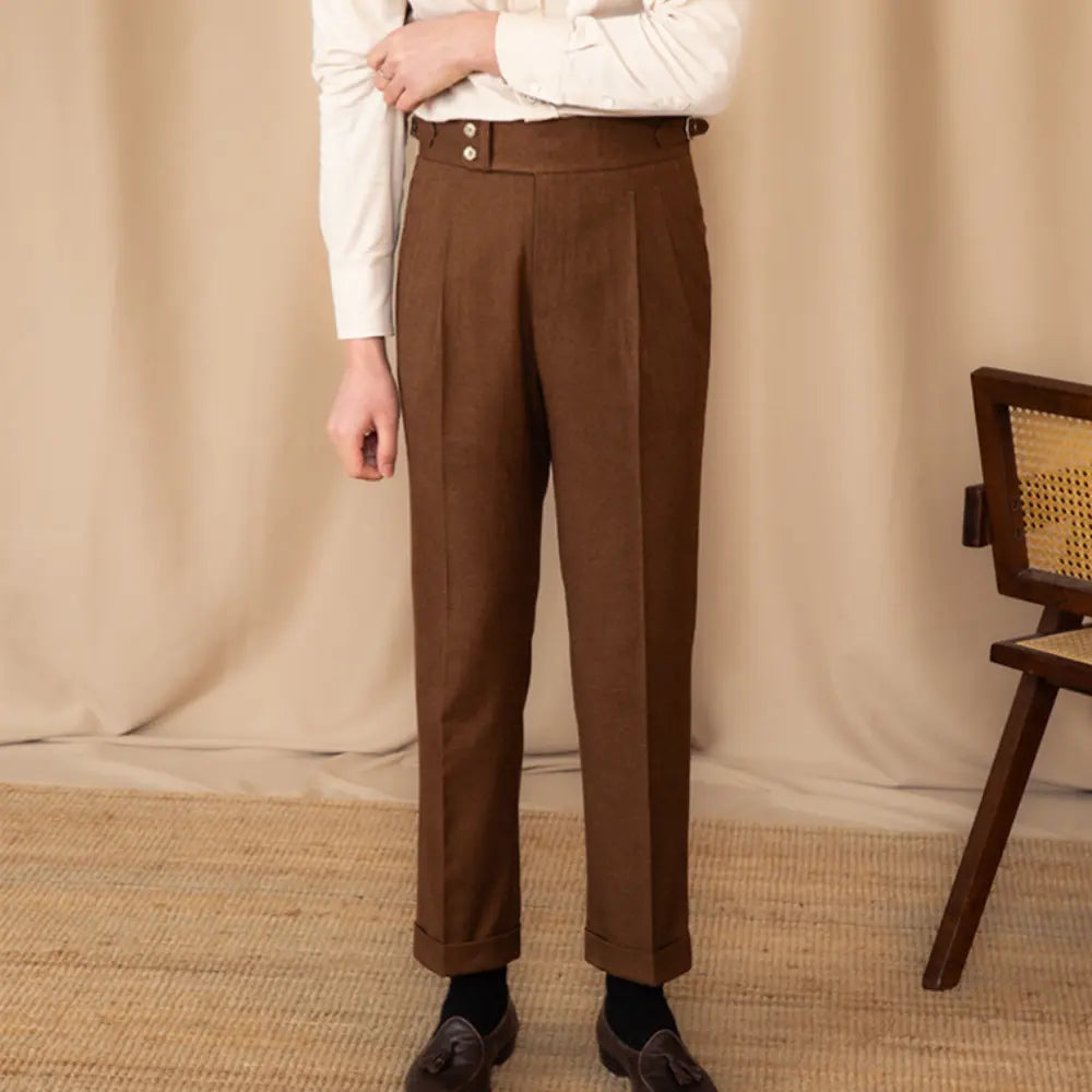Adjustable Fit High Waisted Trousers Men – Dark Grey | Casual Suit Look | Old Money Tailoring
