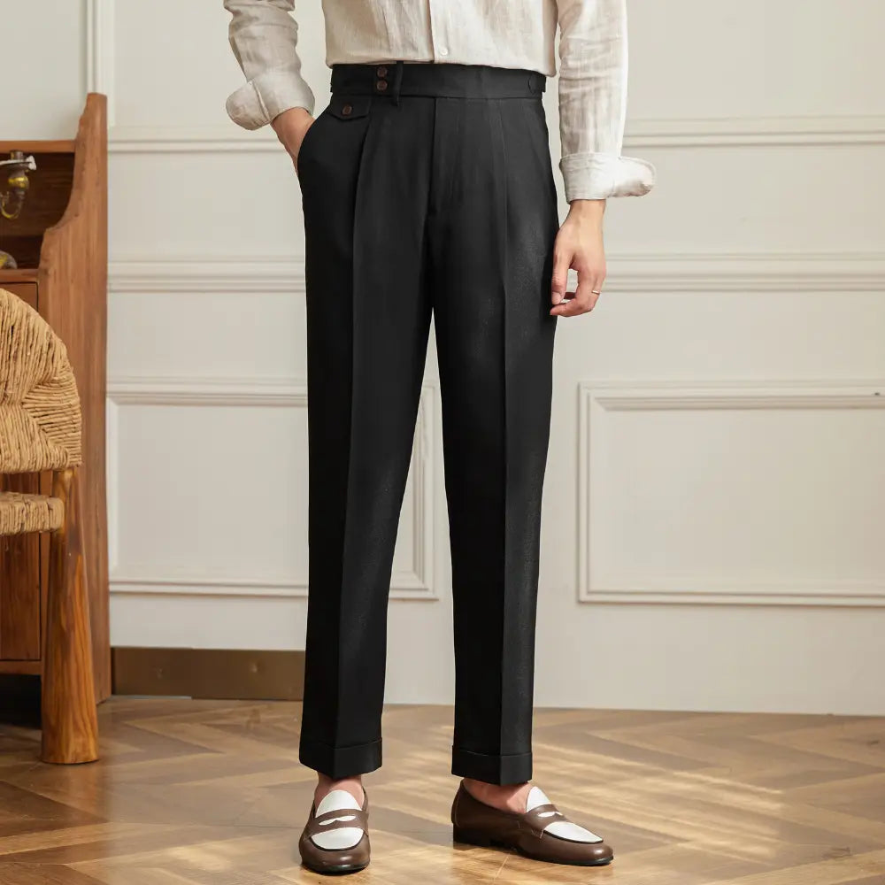 Men's British Fashion Slim Fit Italian Trousers – Apricot | Breathable Casual Style | Old Money Aesthetic