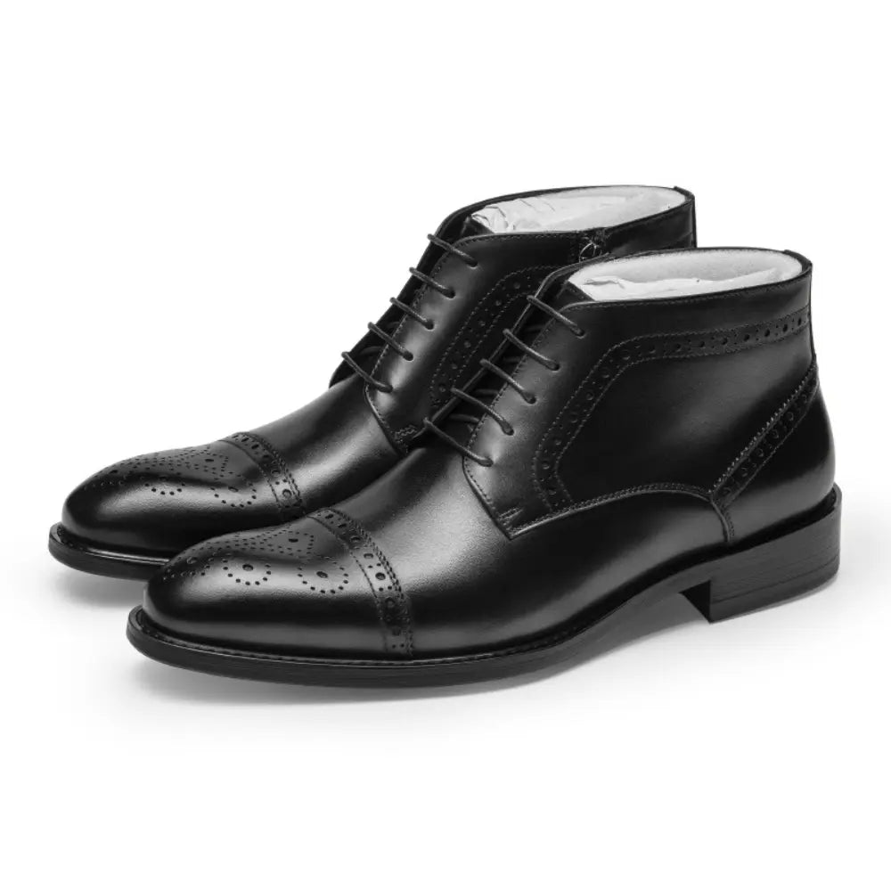 Regular Fit Leather Boots – Black | Business/Formal Mid-Top | Classic Chelsea Elegance