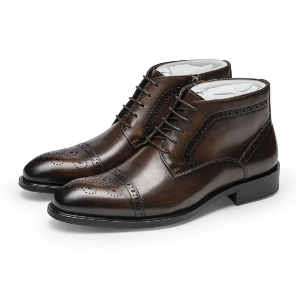 Regular Fit Leather Boots – Black | Business/Formal Mid-Top | Classic Chelsea Elegance