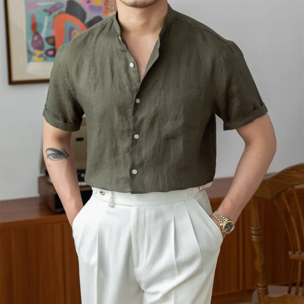 Relaxed Fit Men's Linen Shirt – White | Summer Staple | Breathable Old Money Style