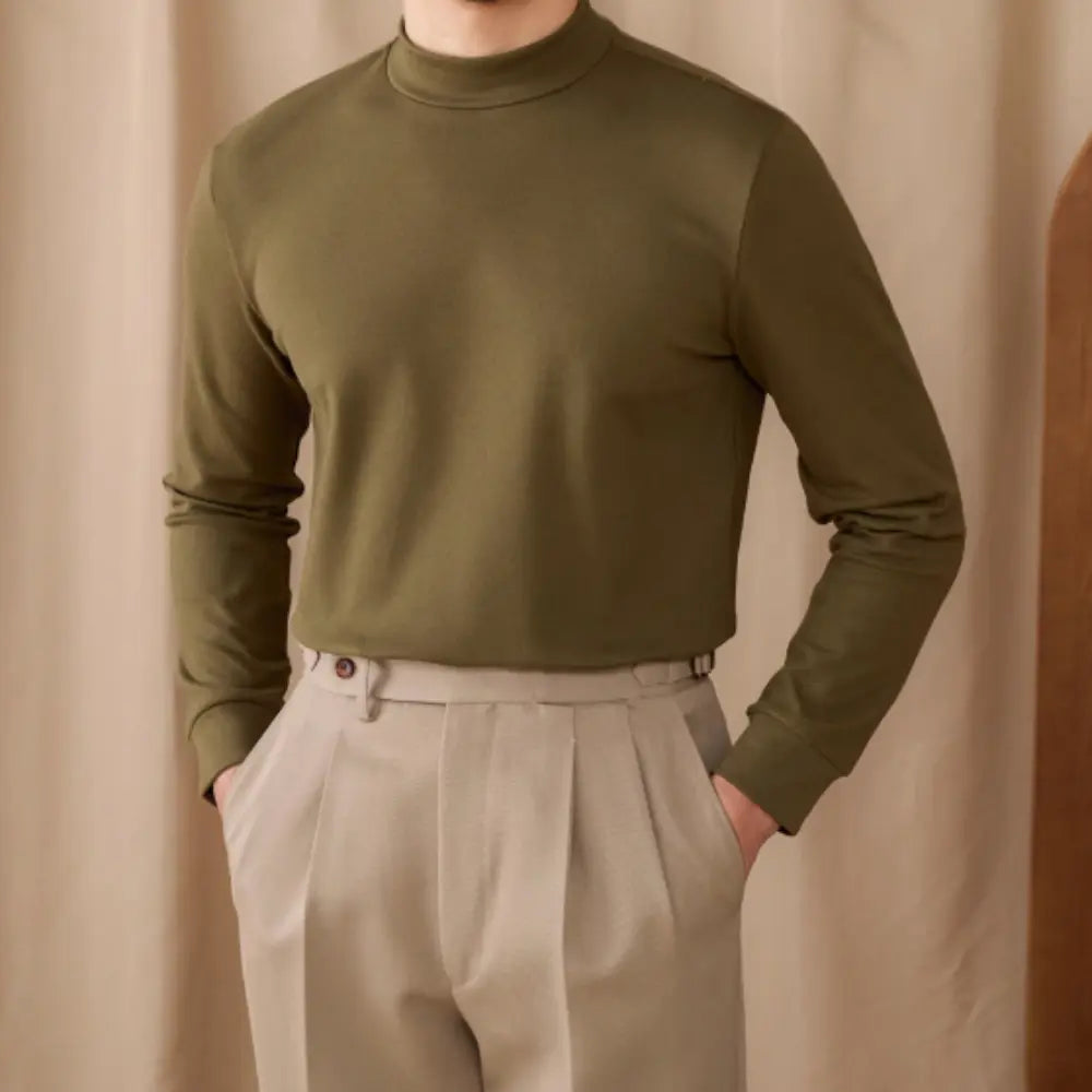 Men's Commuting Repair Height Elastic Warm Half High Neck Sweater – Winter Comfort | Old Money Aesthetic