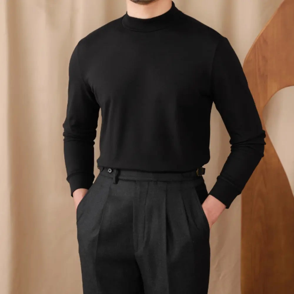 Men's Commuting Repair Height Elastic Warm Half High Neck Sweater – Winter Comfort | Old Money Aesthetic