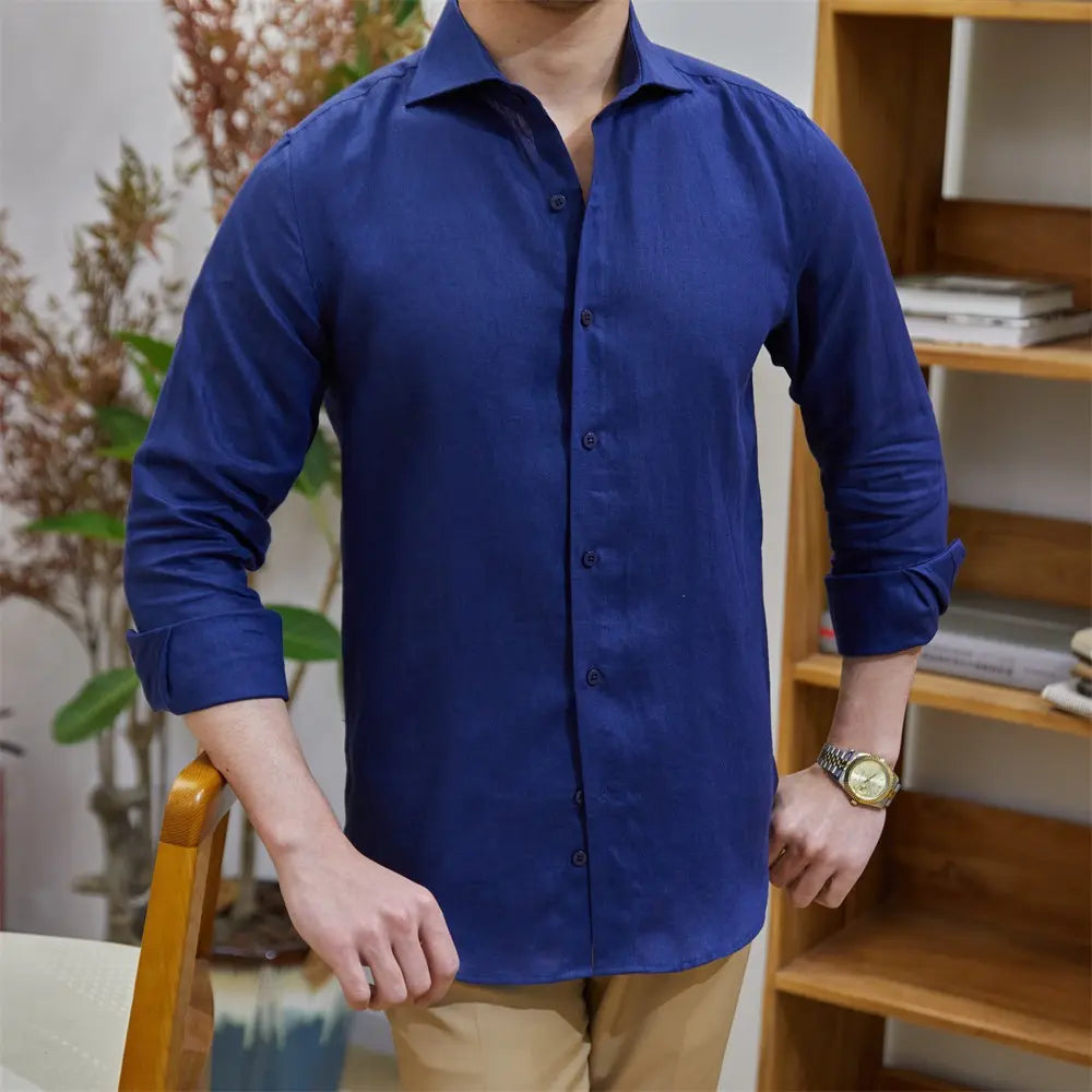 Regular Fit Linen Long Sleeve Shirt – Multi Colour | Casual & Smart | Old Money Menswear