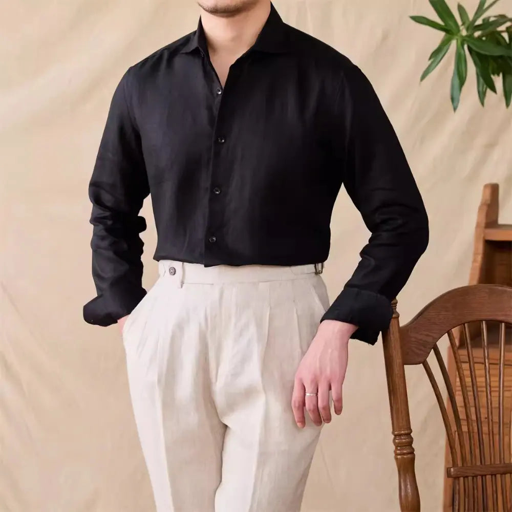 Regular Fit Linen Long Sleeve Shirt – Multi Colour | Casual & Smart | Old Money Menswear