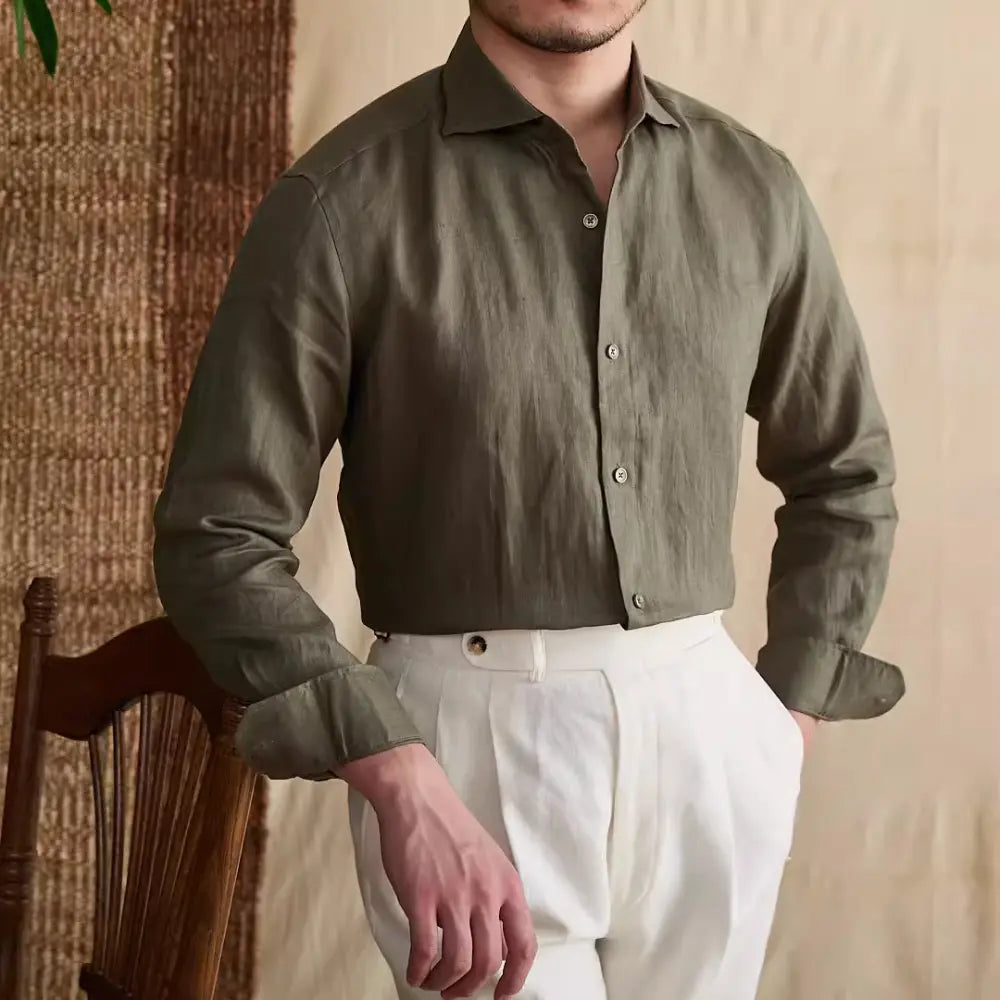 Regular Fit Linen Long Sleeve Shirt – Multi Colour | Casual & Smart | Old Money Menswear