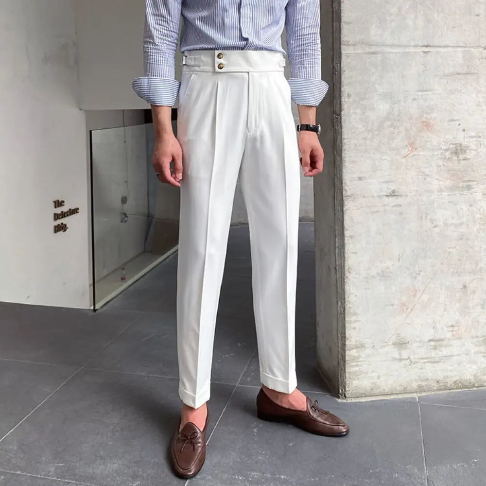 Loose Fit Mens Suit Pants – White, Khaki, Black, Dark Grey | Banquet Ready | Old Money Menswear Prendersons