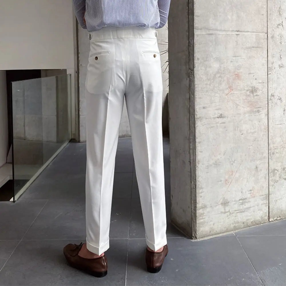 Loose Fit Mens Suit Pants – White, Khaki, Black, Dark Grey | Banquet Ready | Old Money Menswear Prendersons