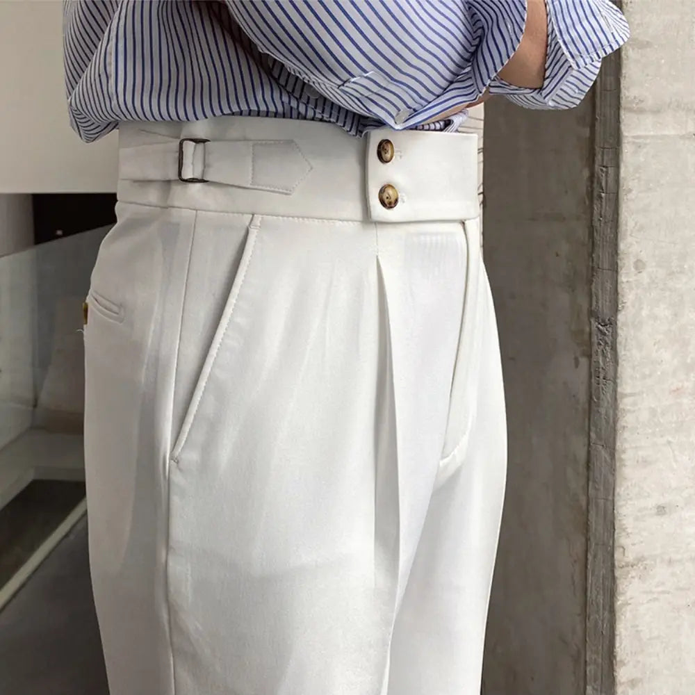 Loose Fit Mens Suit Pants – White, Khaki, Black, Dark Grey | Banquet Ready | Old Money Menswear Prendersons