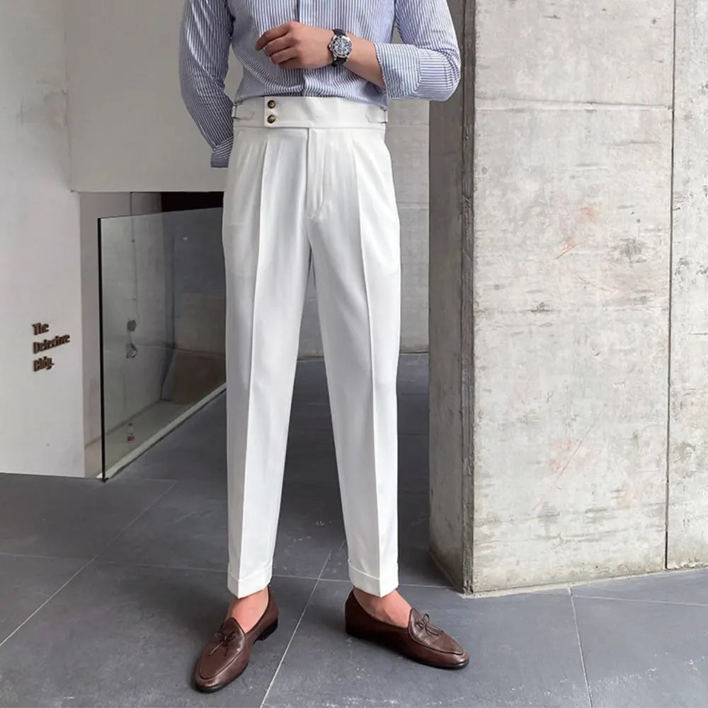 Loose Fit Mens Suit Pants – White, Khaki, Black, Dark Grey | Banquet Ready | Old Money Menswear Prendersons