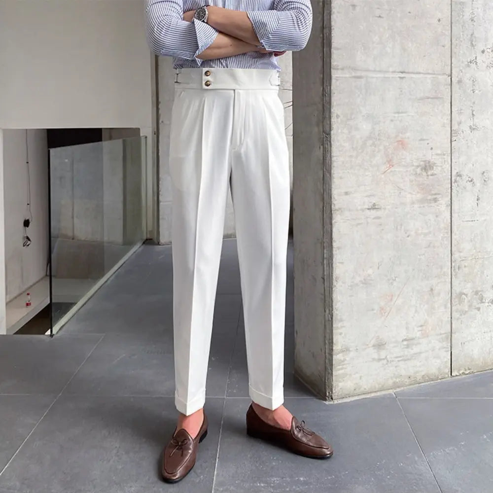 Loose Fit Mens Suit Pants – White, Khaki, Black, Dark Grey | Banquet Ready | Old Money Menswear Prendersons