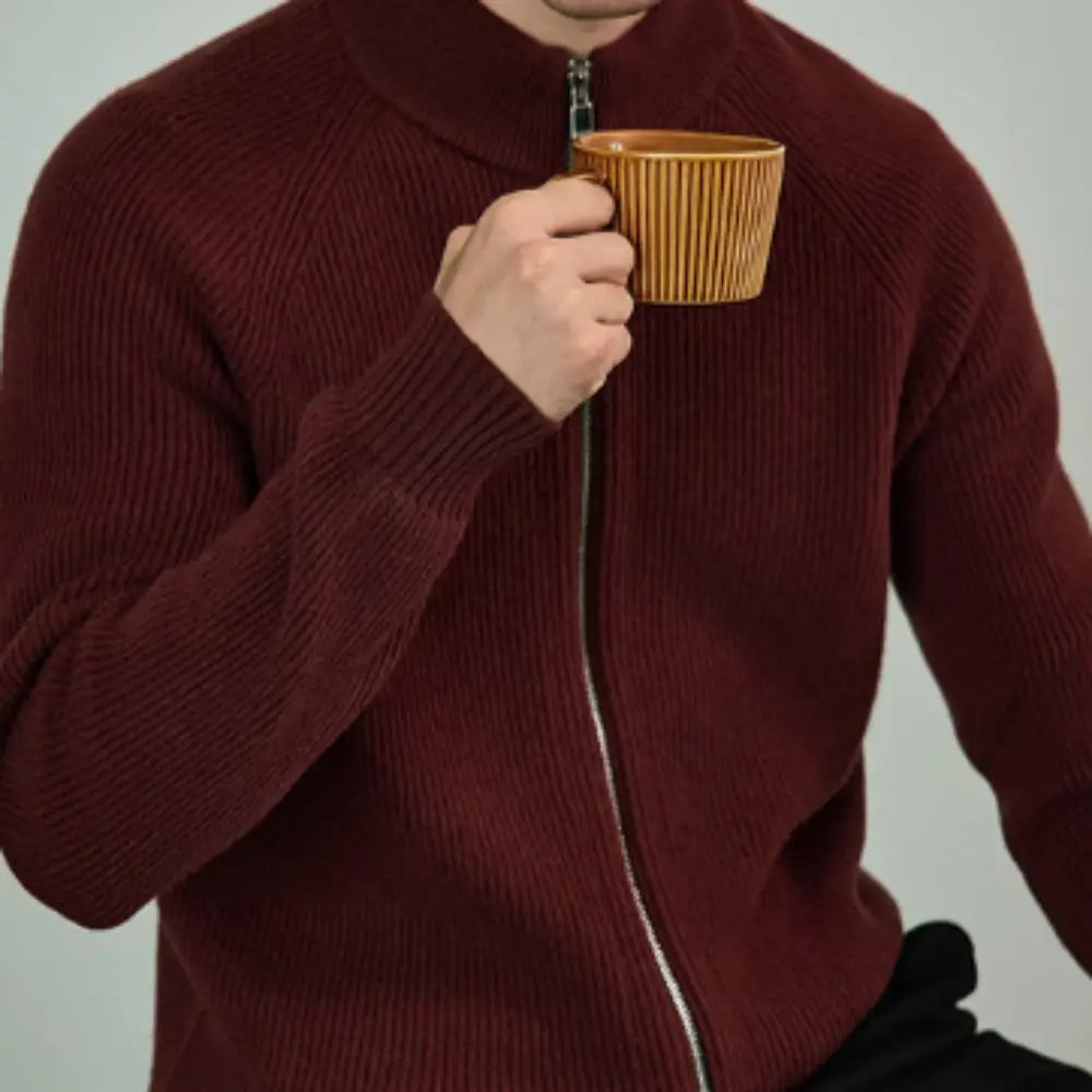 Men's High-end Relaxed Fit Warm Sweater – Earl Red | All-Season Layering | Old Money Knitwear