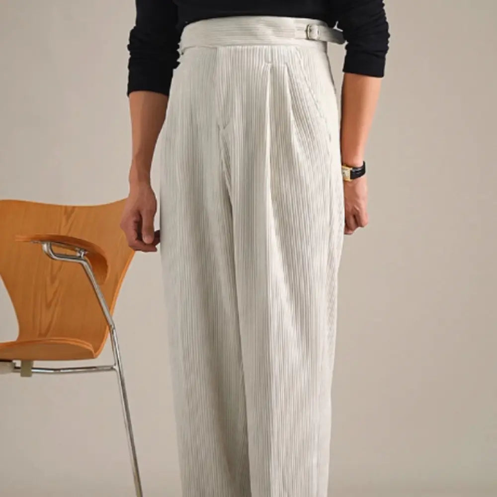 High Waist Double Pleated Pants – Coffee/Black | Vintage Casual | Old Money Menswear