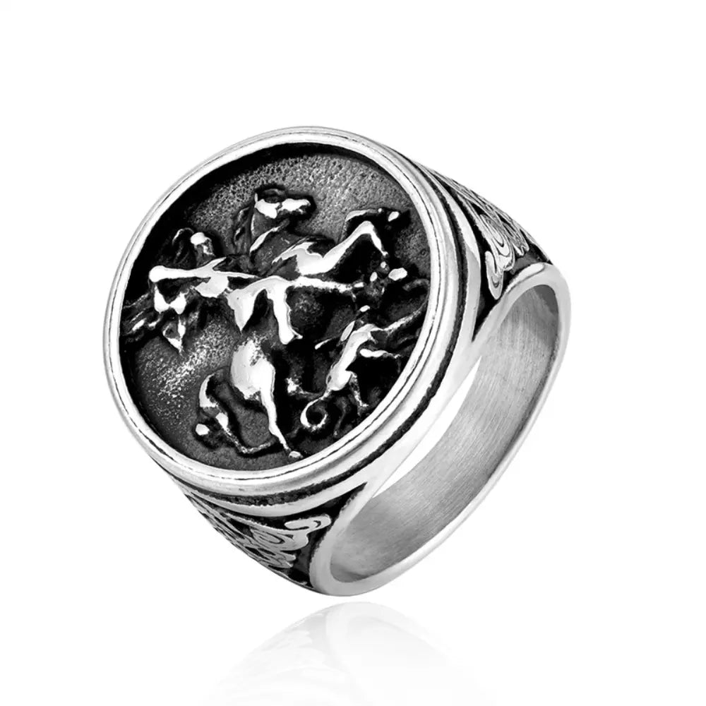 Men’s Dragon Ring – Titanium Steel | Roman Soldier Style | Old Money Aesthetic