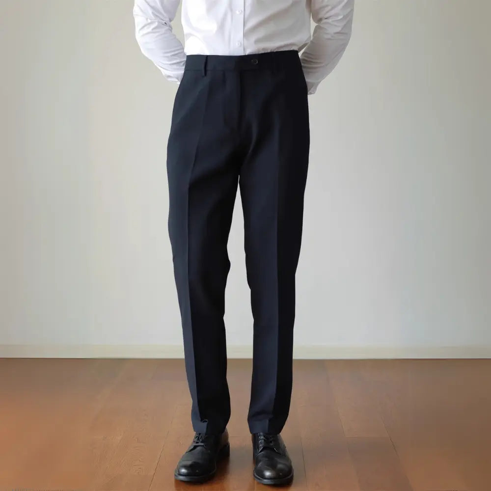 Men's Slim Fit Elastic Straight Commuter Trousers – Black/Grey | Business Wear | Smart Style