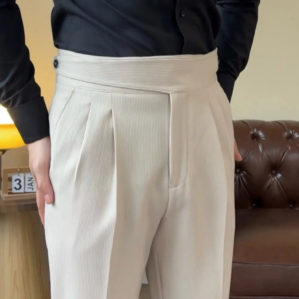 Straight Fit High Waist Trousers – Khaki | Spring Office Essential | Light Business Look