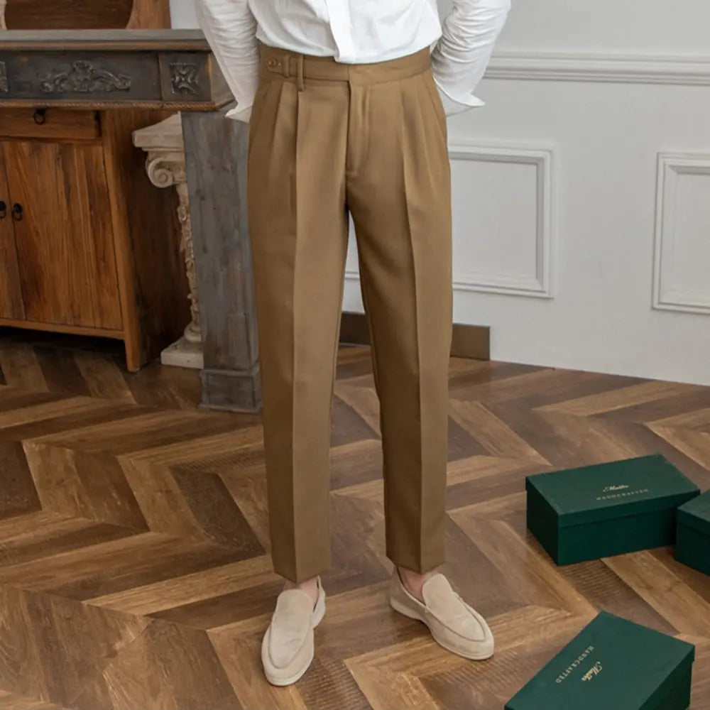 Straight Fit Cropped Pant for Men – Spring-Autumn Essential | British Old Money Menswear Prendersons