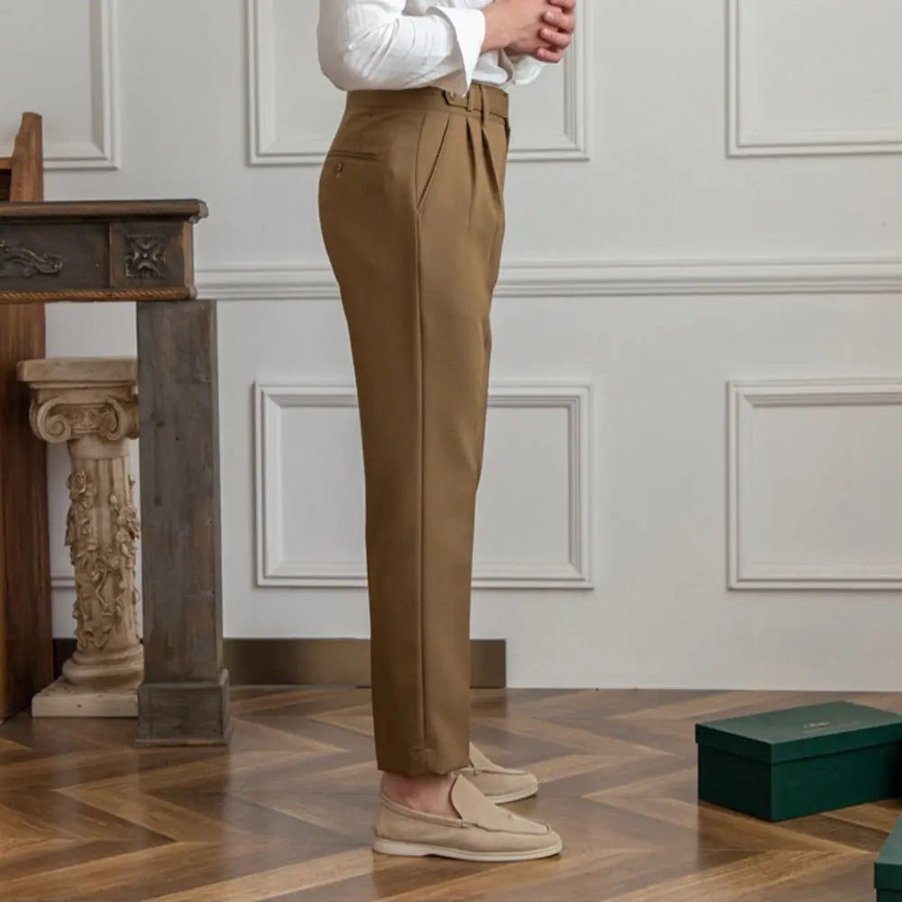 Straight Fit Cropped Pant for Men – Spring-Autumn Essential | British Old Money Menswear Prendersons