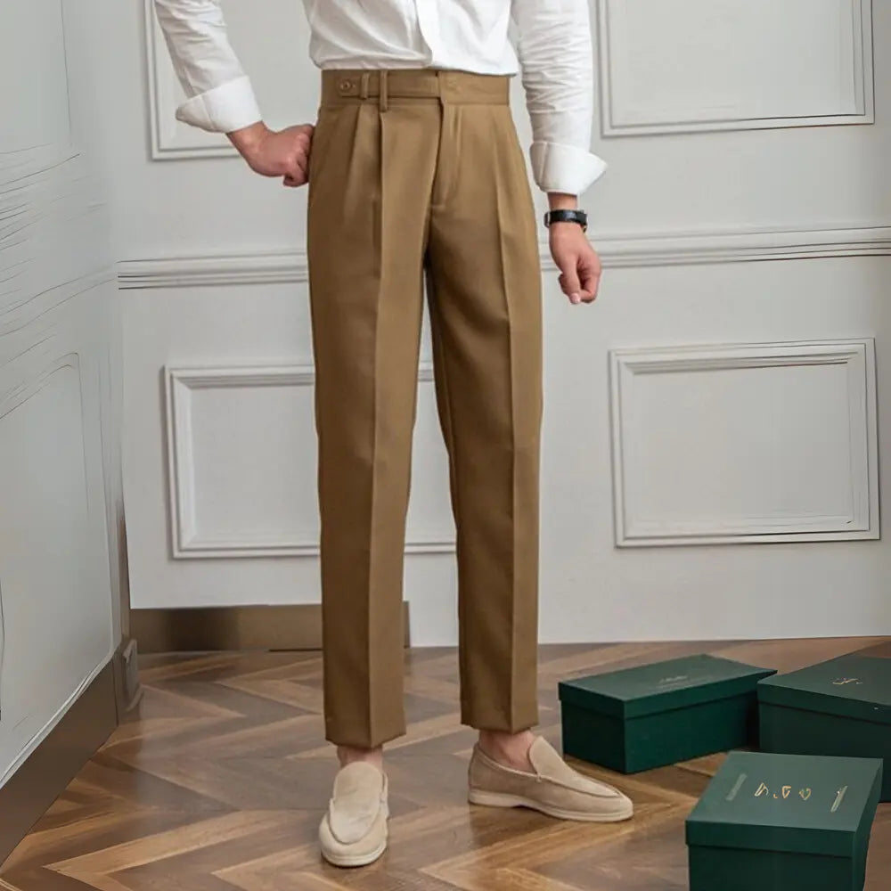 Straight Fit Cropped Pant for Men – Spring-Autumn Essential | British Old Money Menswear Prendersons