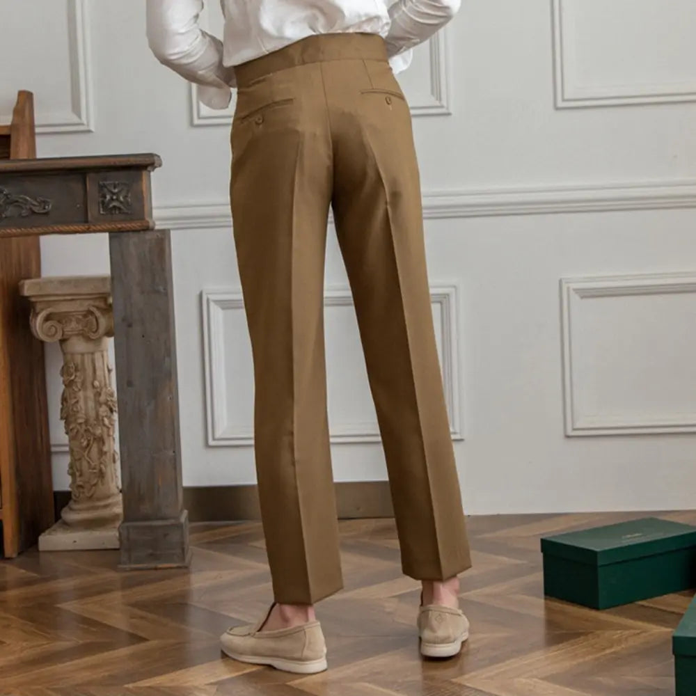 Straight Fit Cropped Pant for Men – Spring-Autumn Essential | British Old Money Menswear Prendersons