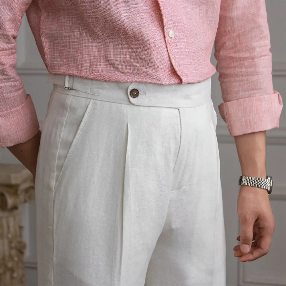 High Waist Linen Italian Pants – Neutral | Summer Styling | Old Money Italian Ease