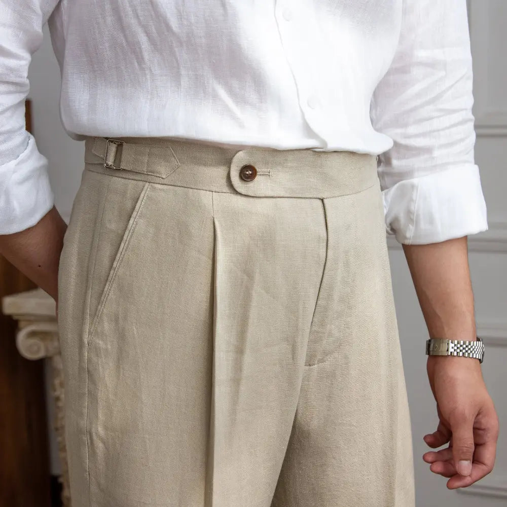 High Waist Linen Italian Pants – Neutral | Summer Styling | Old Money Italian Ease