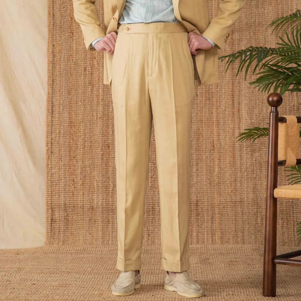 Straight Leg High Waist Pants – Army Green | Daily Ease | Old Money Menswear