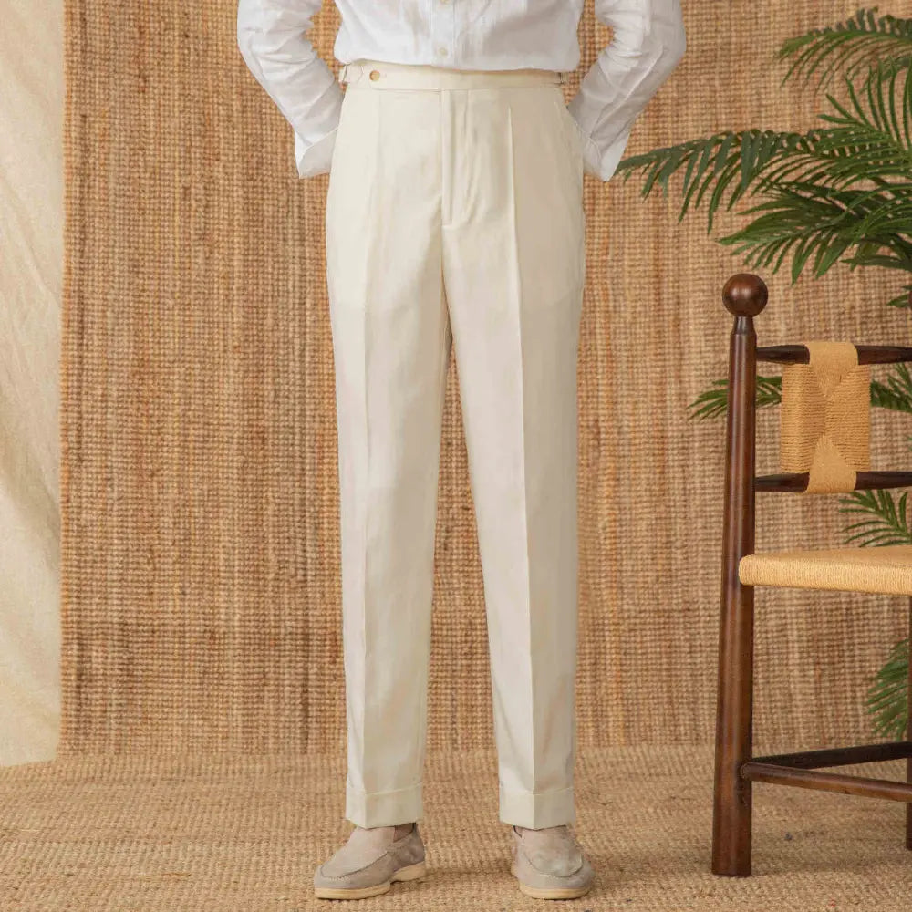 Straight Leg High Waist Pants – Army Green | Daily Ease | Old Money Menswear