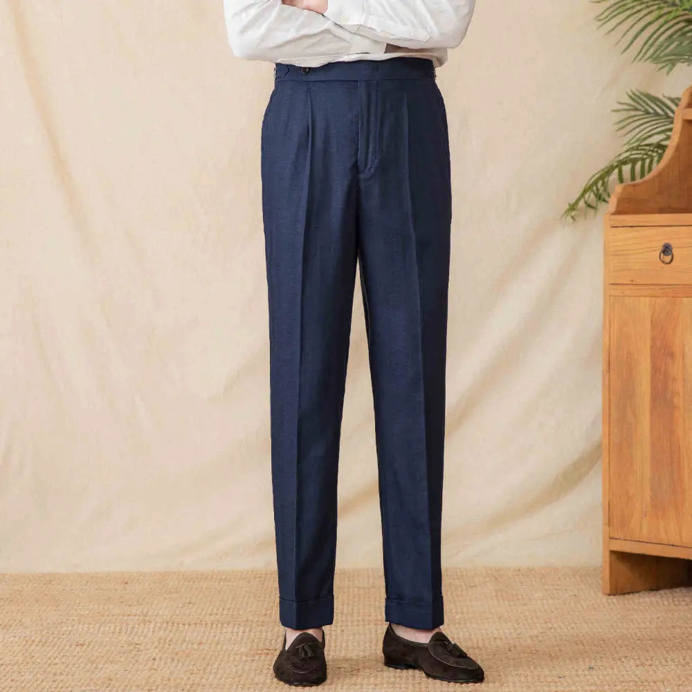 Straight Leg High Waist Pants – Army Green | Daily Ease | Old Money Menswear